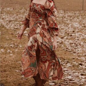 SHEIN Multicolor Paisley Long Sleeve Dress